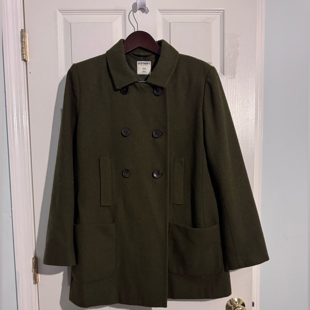 Old Navy Dark Green Pea Coat - Picture 2 of 5
